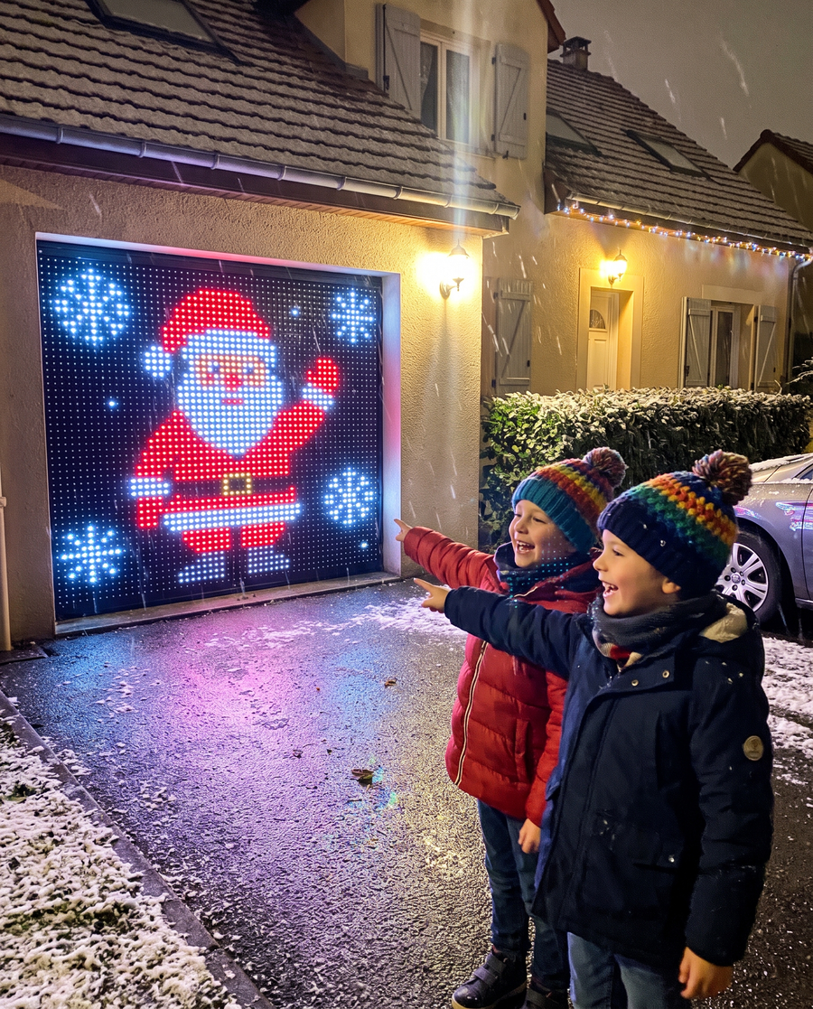 PIXOËL installé sur une porte de garage