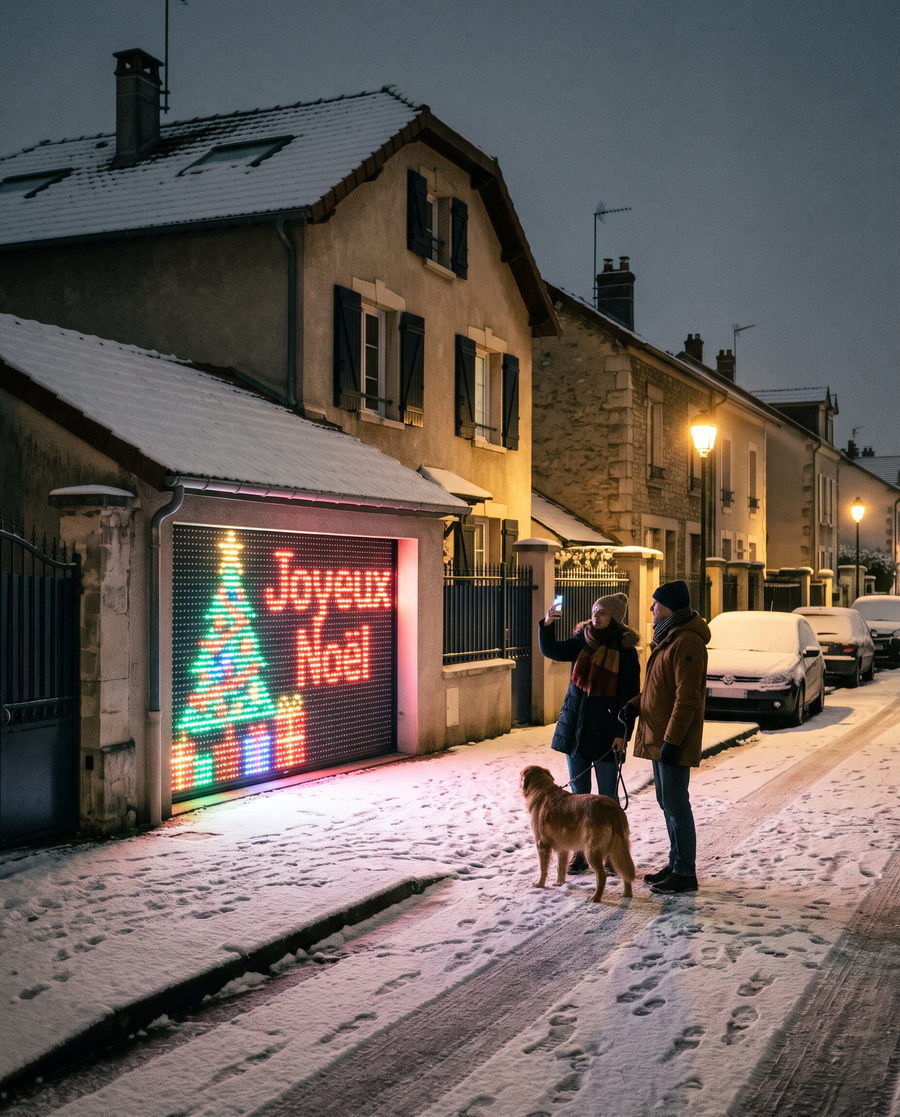 PIXOËL installé sur une porte de garage